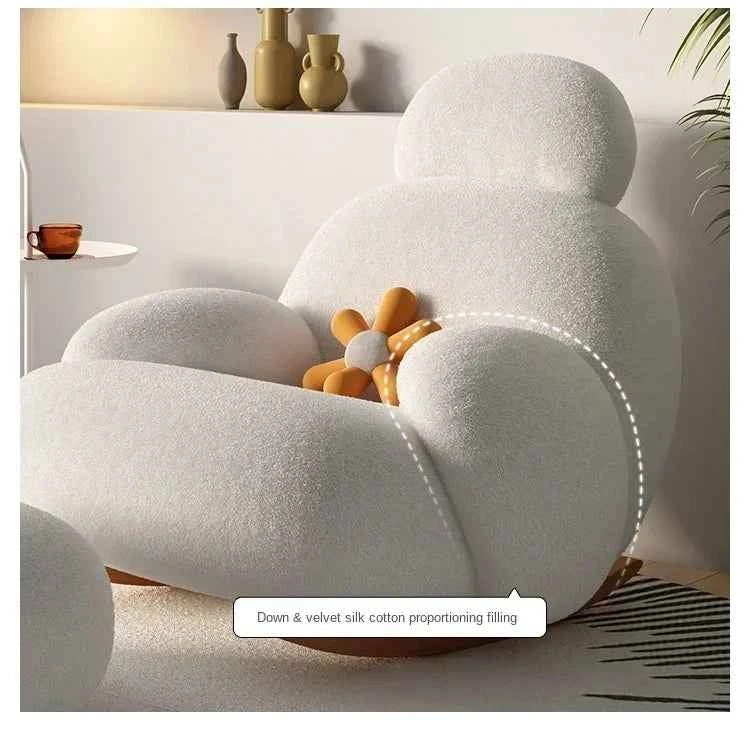 Big White Rocking Chair - Stylish Single Lazy Sofa for Living Room, Balcony, and Bedroom