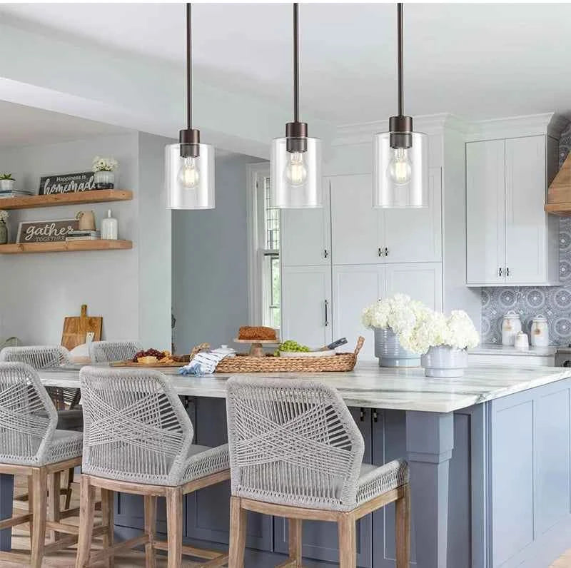 ﻿ Modern Industrial Pendant Lamp Glass Hanging  Adjustable height Kitchen Dining Room Bedroom Bedside bathroom Decor Lights