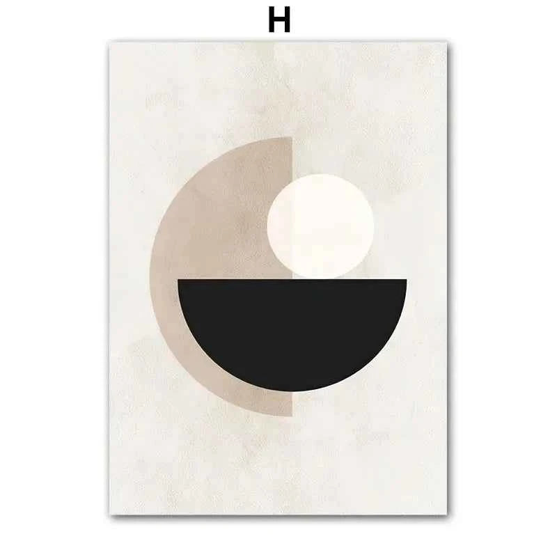 Wall Art Beige White Flower Vintage Abstract Geometry Print Living Room Home Decoration Poster Canvas Painting Wall Pictures