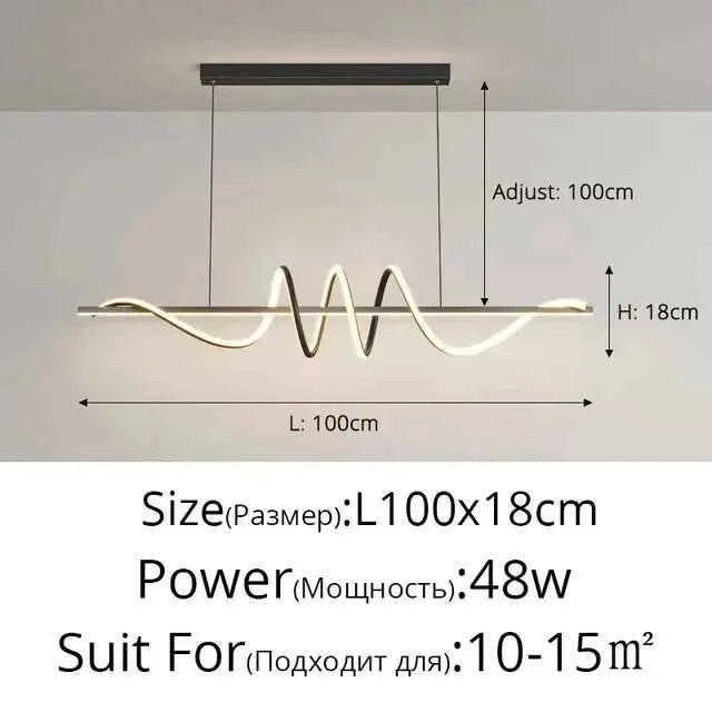 Minimalist Long Strip Restaurant Ceiling Chandelier Home Decor Bedroom Living Room Pendant Light Dining Table Bar Hanging Lamps