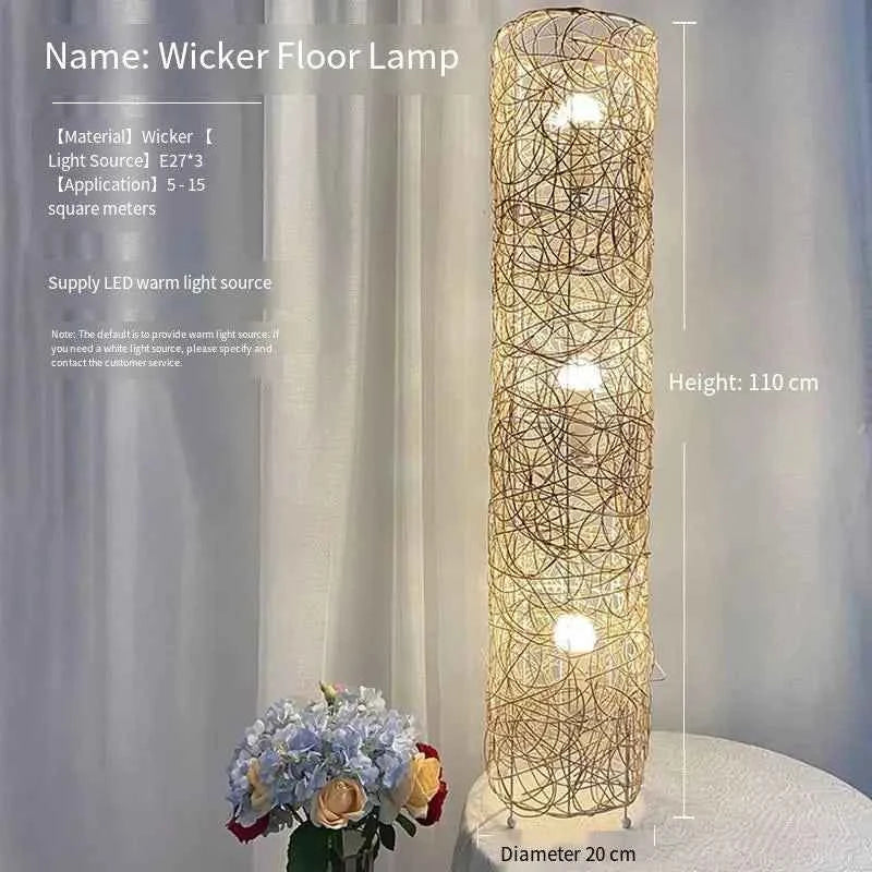Art Chinese Floor Lamp Retro Bamboo Weaving Living Room Tea Room Japanese Bedroom Classic Creative Ornament Lighting Fixtures