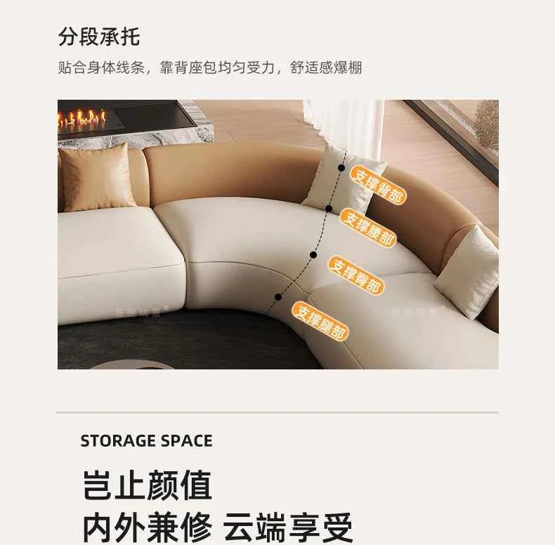 Curved Individual Living Room Sofas Corner Recliner Luxury Nordic Sofas Modern Cloud Single Floor Designer Wood Divano Furniture