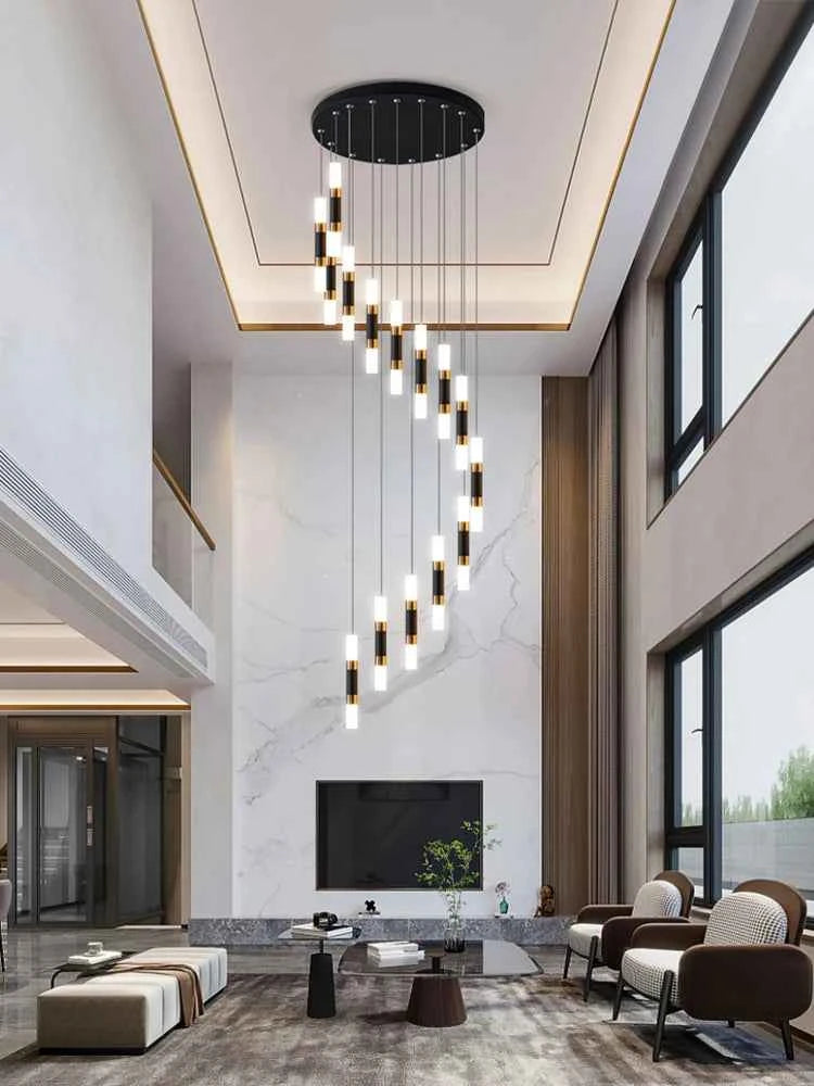 Modern Ceiling Chandelier Indoor Stair LED Decoration Chandelier Living Room Staircase Pendant Lights Duplex House Hanging Lamp