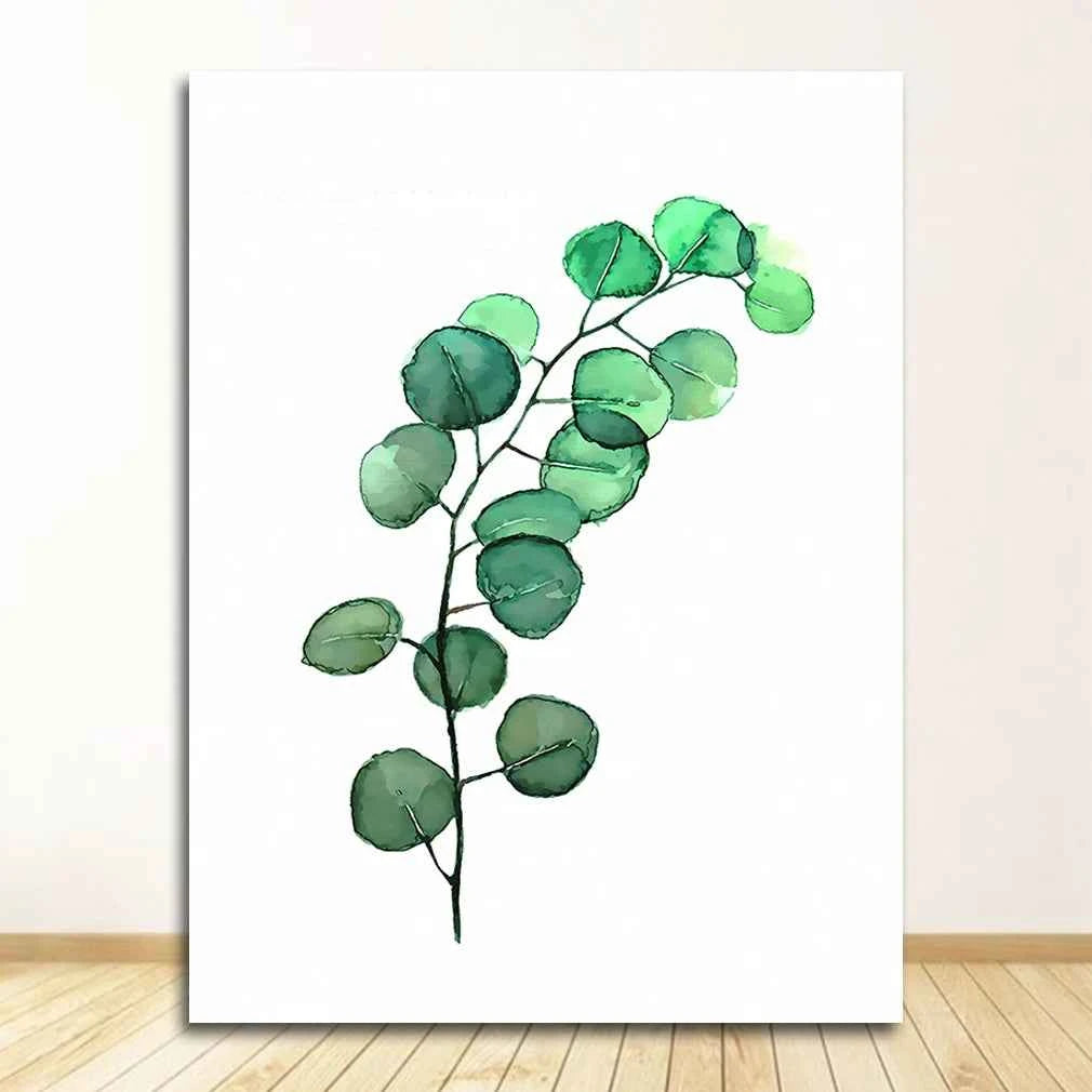 Wall Art Paintings for Living Room Home Decor Scandinavian Style Tropical Plants Poster Green Leaves Decorative Picture Modern