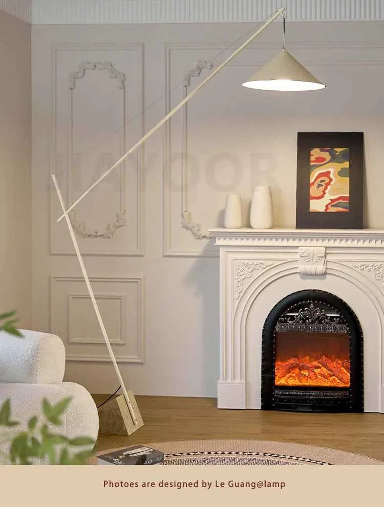 Light French Floor Lamp Nordic Modern Living Room Lamp Bedroom Marble Standing Lamp Fishing Lamp Home Decoration Lamp LED Light