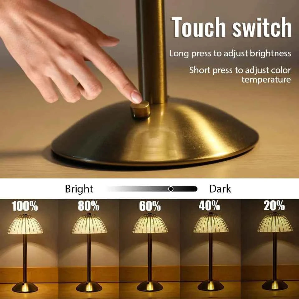 LED Table Lamp Touch Lamp Reading Light Rechargeable Light Wireless Retro Night Lamp Nordic For Study Bedroom Desk Lamp Bar Home