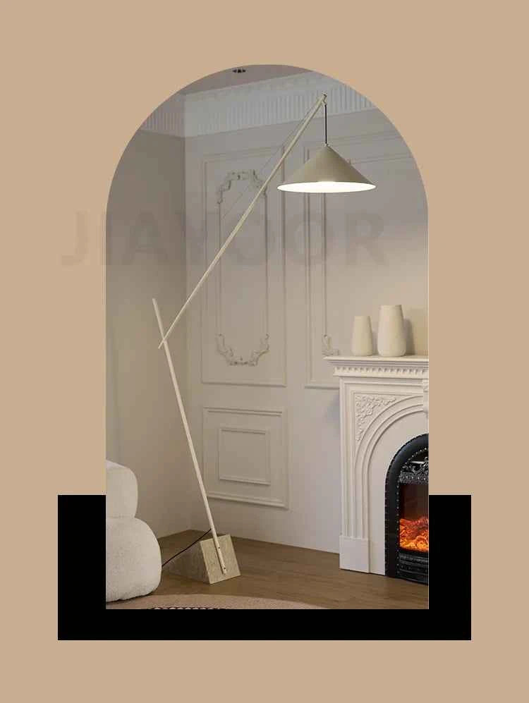 Light French Floor Lamp Nordic Modern Living Room Lamp Bedroom Marble Standing Lamp Fishing Lamp Home Decoration Lamp LED Light