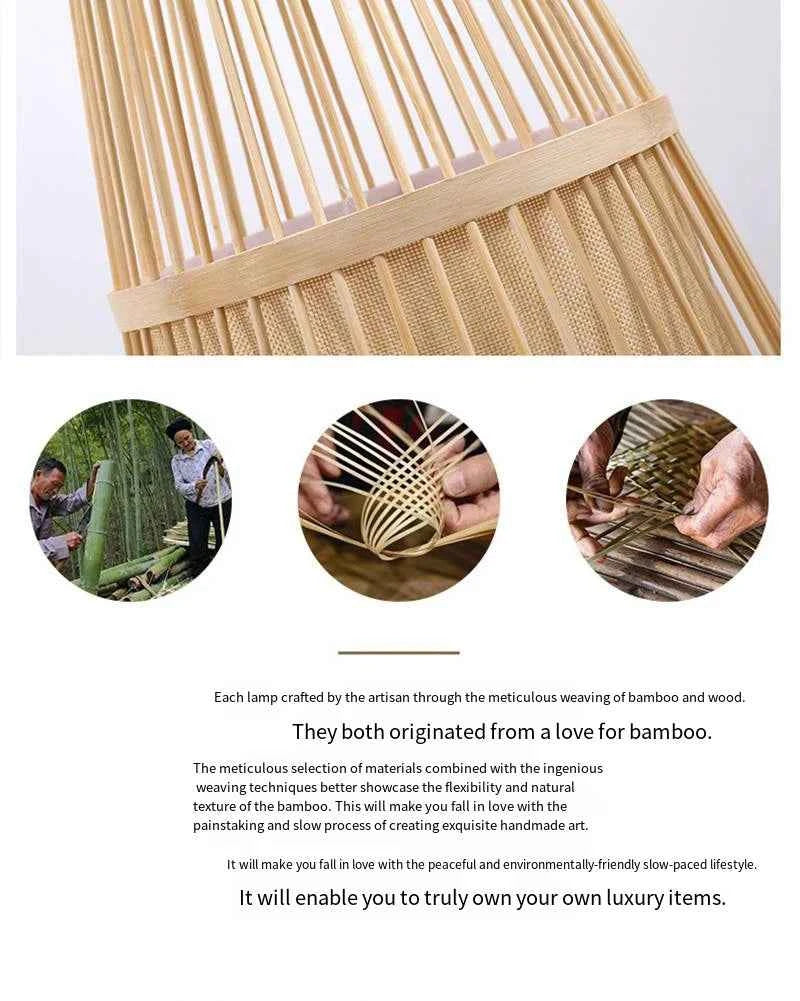 Art Chinese Floor Lamp Retro Bamboo Weaving Living Room Tea Room Japanese Bedroom Classic Creative Ornament Lighting Fixtures