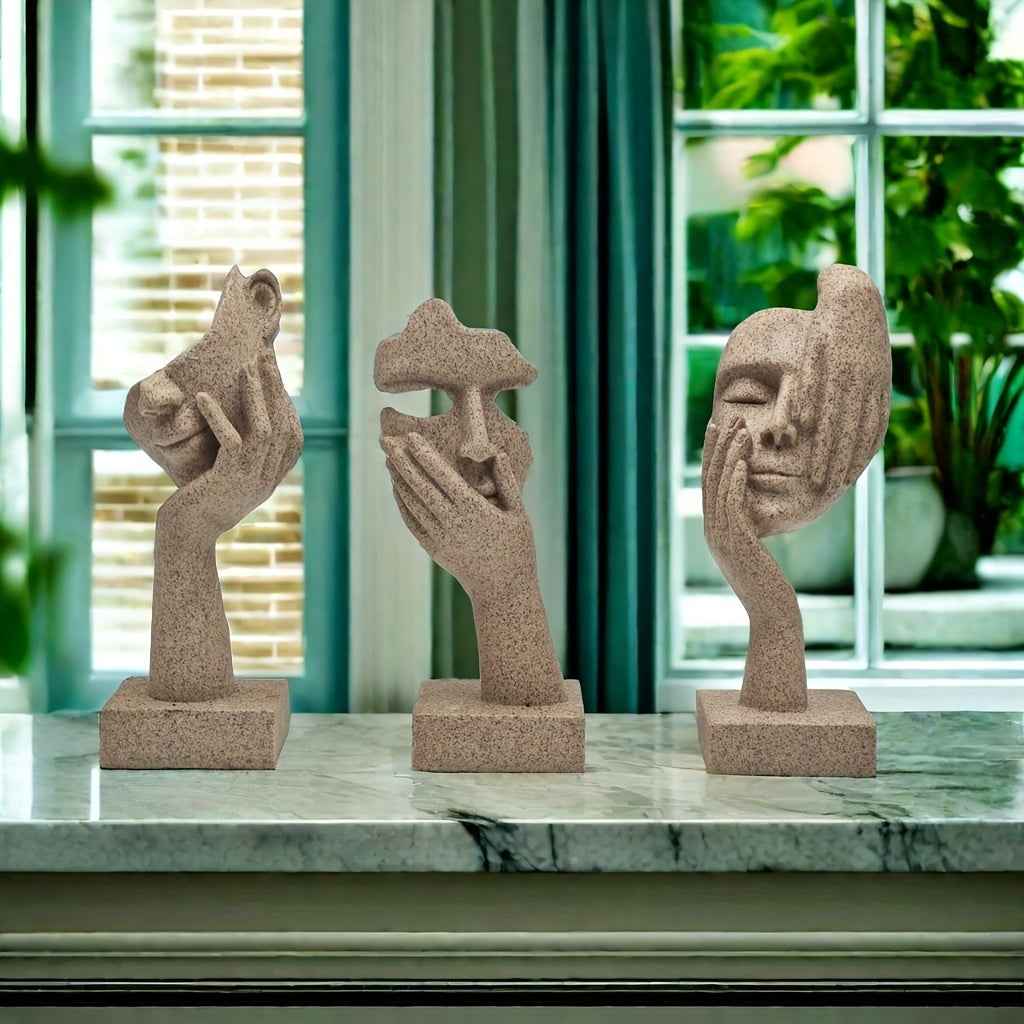 3pcs Thinker Statue Series - Modern Home Resin Sculpture Decorations - Living Room Abstract Art Statue Wine Cabinet Decoration, Office Modern Decoration, Creative Room Decoration, Party Supplies And Cozy Home Gifts for Christ