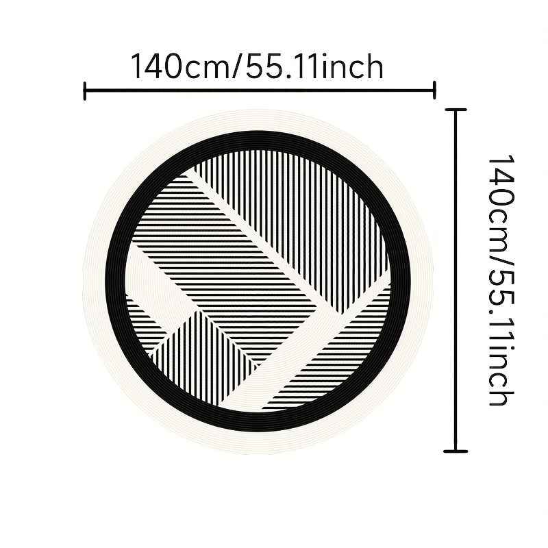 Geometric Rhythm Black and White Mat - Soft, Durable, Non-Slip, Machine Washable Striped Mat, Suitable for Living Room or Office Decor, Lightweight Polyester Blend, Vintage Design, Neutral Cream Color, Minimalist Style, Livin