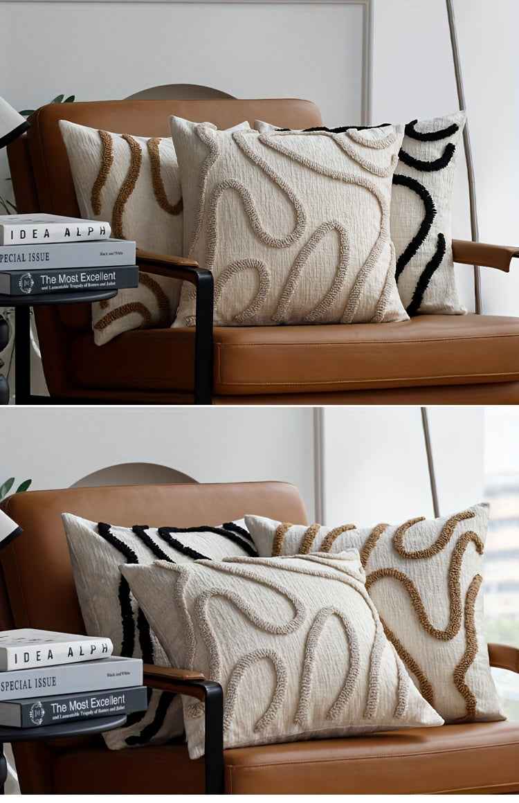 1pc Bohemian Moroccan Minimalist Modern Geometric Faux Fur Throw Pillow Cover - Soft & Fluffy Decorative Pillow for Living Room Sofa, Hand Wash Only, Hypoallergenic Polyester, Zip Closure, Living Room Decor|Geometric Pattern|