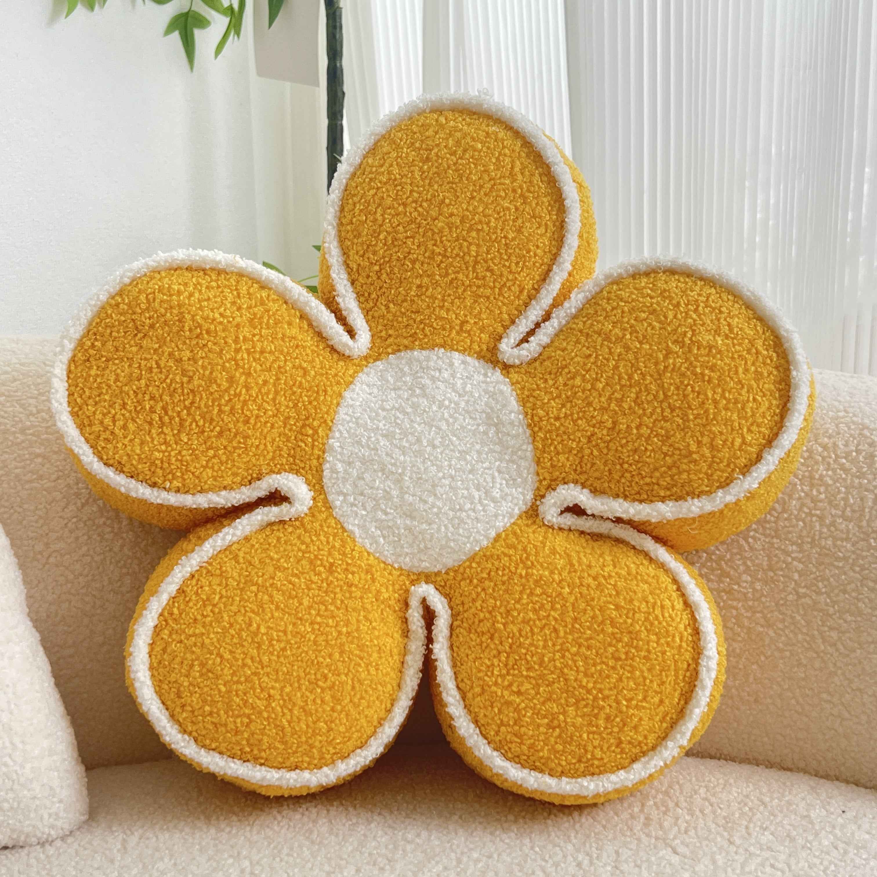 Chic Geometric Flower Throw Pillow - Soft, Washable Polyester Cushion for Bed & Sofa Decor
