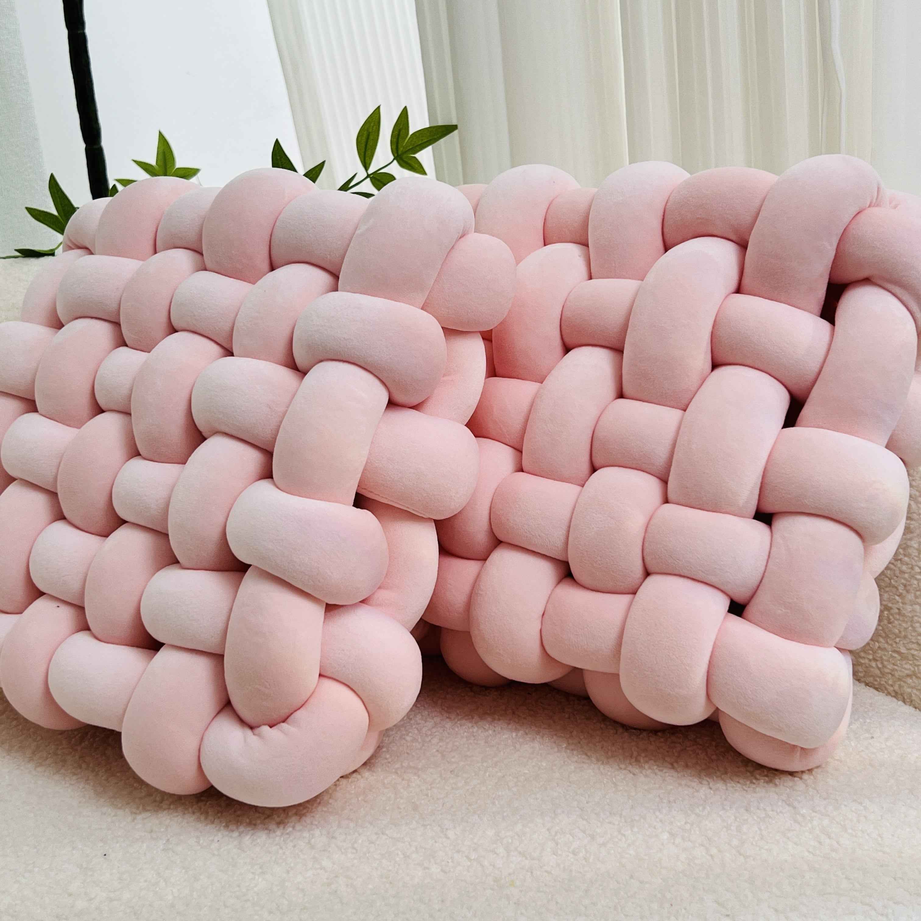 2pcs Knot Throw Pillow Soft Throw Pillow Home Decoration Cushion Square Office Knotted Plush Throw Pillow Cushion For Living Room Bedroom Sofa Couch Living Room Home Decor