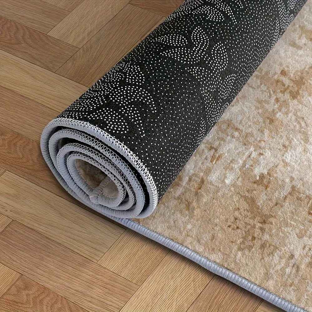 Extra Large Area Mat - Luxury Soft Anti-Slip Floor Mat, Machine Washable Beige & Brown Modern Mat for Living Room, Bedroom, Office - Durable Polyester Mat for Large Spaces up to 2.16m² & Extra Long 1.8m+ Side Lengths - Ideal