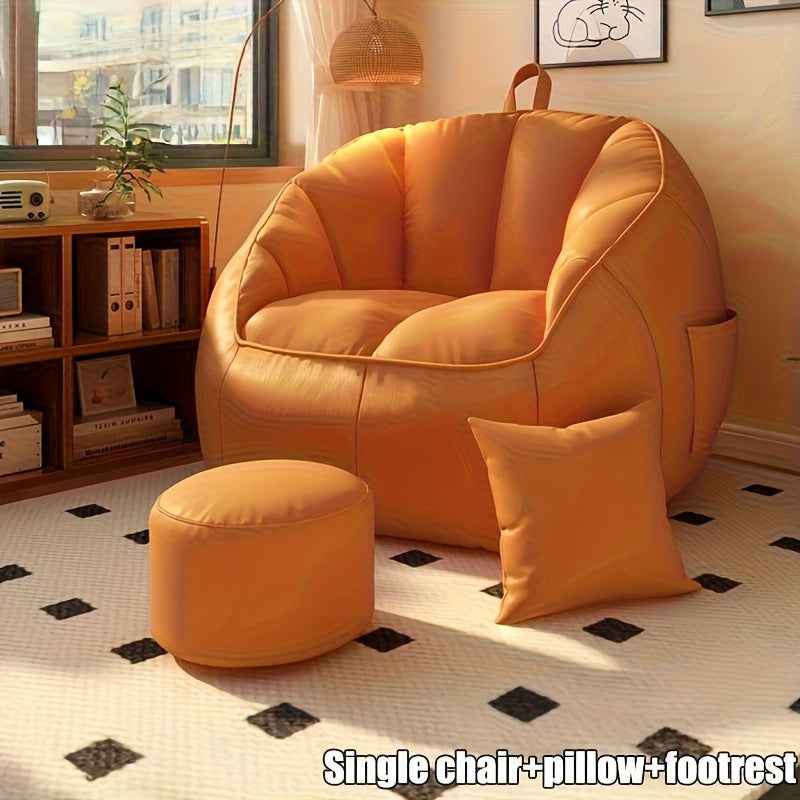 2025 Oversized Bean Bag Chair with Filler - Plush Cushioned Floor Seating, No Assembly Required, Black & White Modern Design for Home, Office, or Living Room - Ideal for, Movie Nights & Relaxation, Office Furniture, Contempor