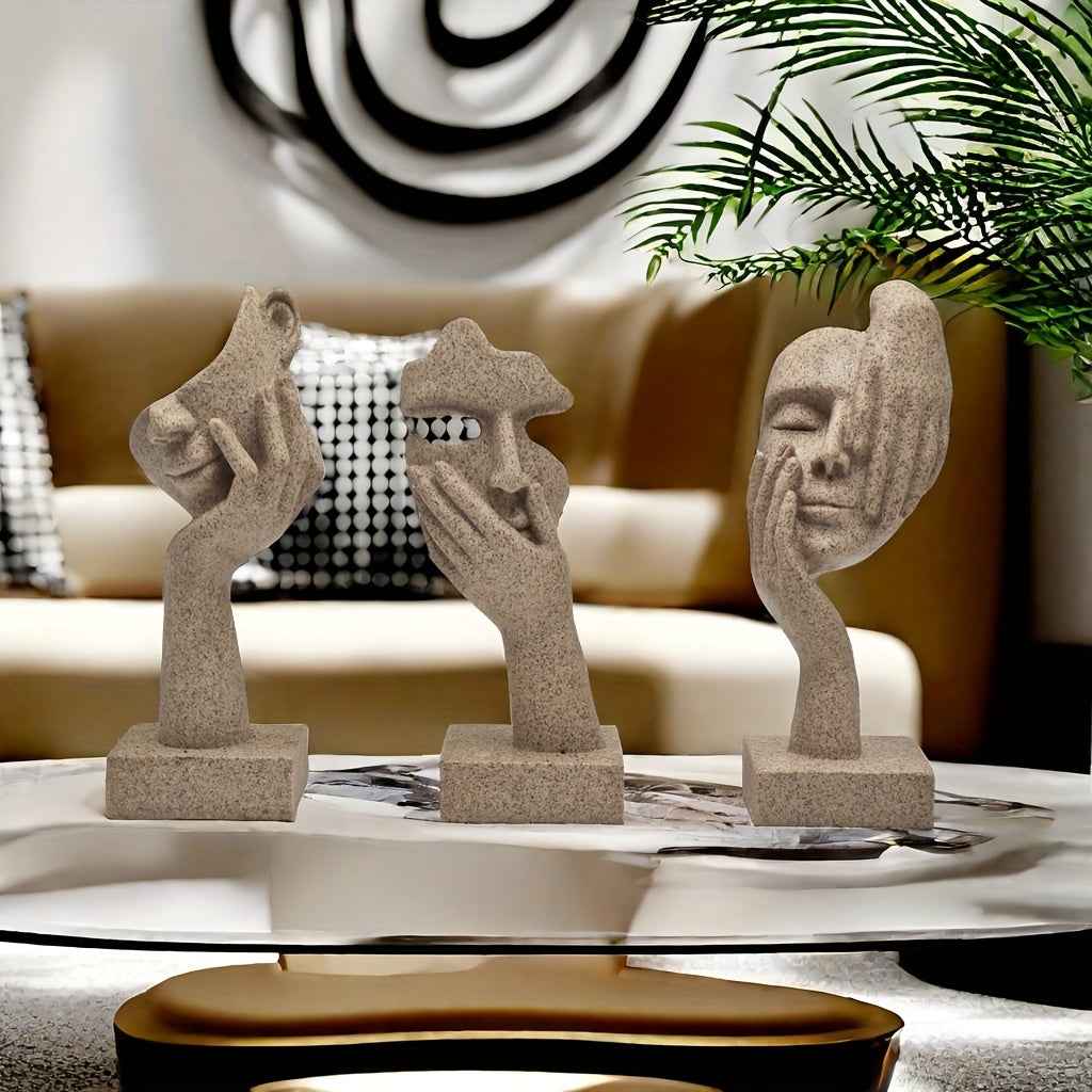 3pcs Thinker Statue Series - Modern Home Resin Sculpture Decorations - Living Room Abstract Art Statue Wine Cabinet Decoration, Office Modern Decoration, Creative Room Decoration, Party Supplies And Cozy Home Gifts for Christ