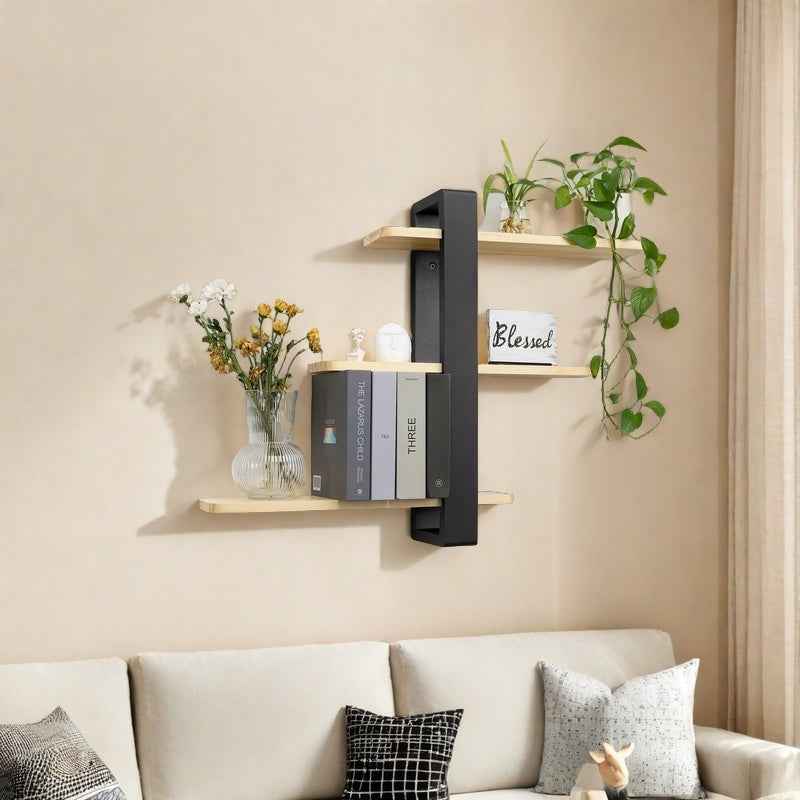 3 Tier Floating Shelves for Wall Mounted Shelving Unit  Pine Wood 3 Tier Large Shelf for Bedroom Living Room Office Bathroom Home Decoration Storage Plant Photo Display, Christmas Decorations for Home