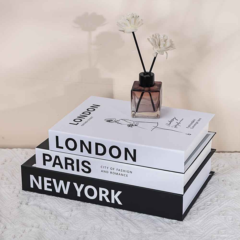3pcs, Large, Medium & Small Sizes, Non-Openable, Fake Books for Home Decoration, Modern Fashion Luxury Book Decorations, Living Room Ornaments, Desktop Accessories, Shooting Props