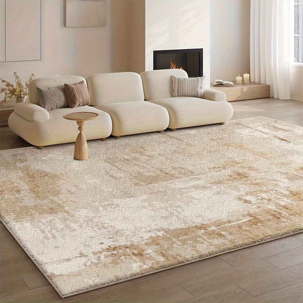 Extra Large Area Mat - Luxury Soft Anti-Slip Floor Mat, Machine Washable Beige & Brown Modern Mat for Living Room, Bedroom, Office - Durable Polyester Mat for Large Spaces up to 2.16m² & Extra Long 1.8m+ Side Lengths - Ideal