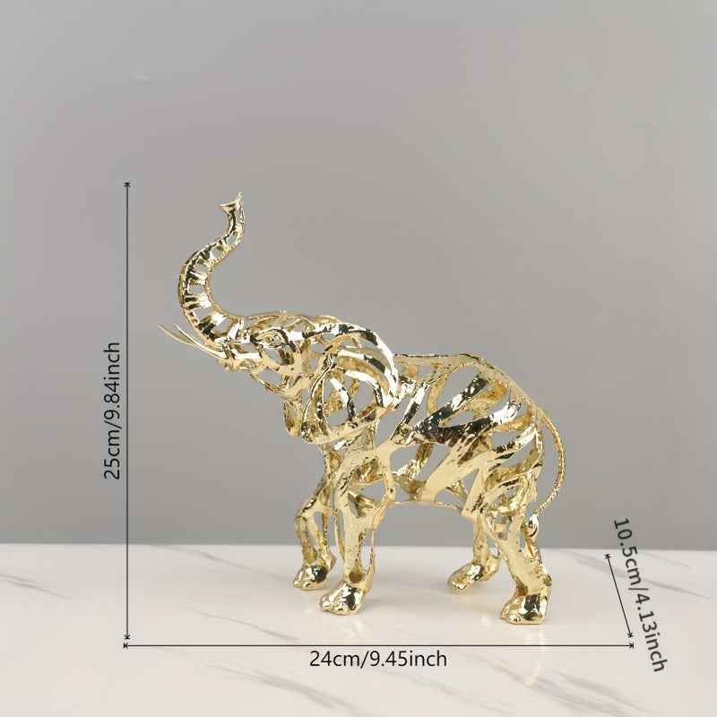 1pc Elegant Golden Metal Leopard Statue - Electroplated Craft Hollow Design Decorative Ornament, Modern Jungle Theme Home Decoration, Suitable for Various Room Types, No Power Supply Required