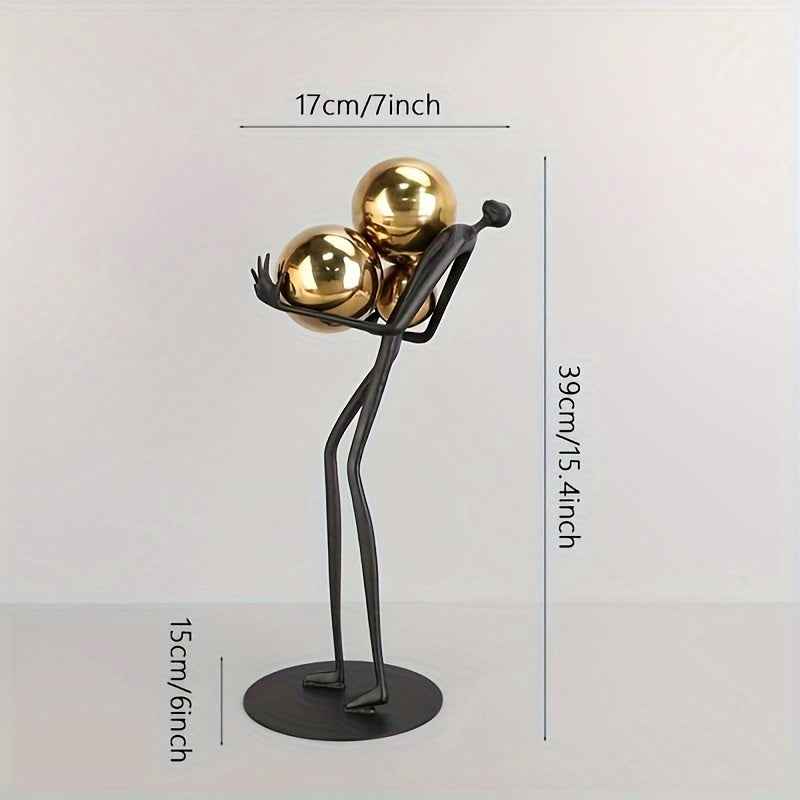 1pc Modern Metal Ball Holder Sculpture - Minimalist Abstract Design, Sleek Black Finish, Versatile Indoor/Outdoor Decor for Living Room, Desk, or Car, No Electricity Needed, Indoor Outdoor Decor | Abstract Sculpture | Durable