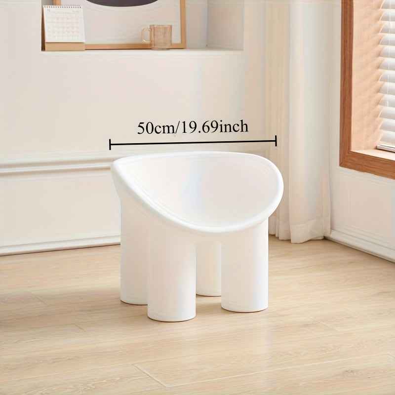 Modern Minimalist Four-Legged Elephant Accent Chair - Sturdy Plastic Indoor/Outdoor Furniture with White, , Mustard-Yellow, Beige, Brown, Grey, Black, or Light Brown - Easy-Clean Hard Floor Compatible, No Assembly Required, D