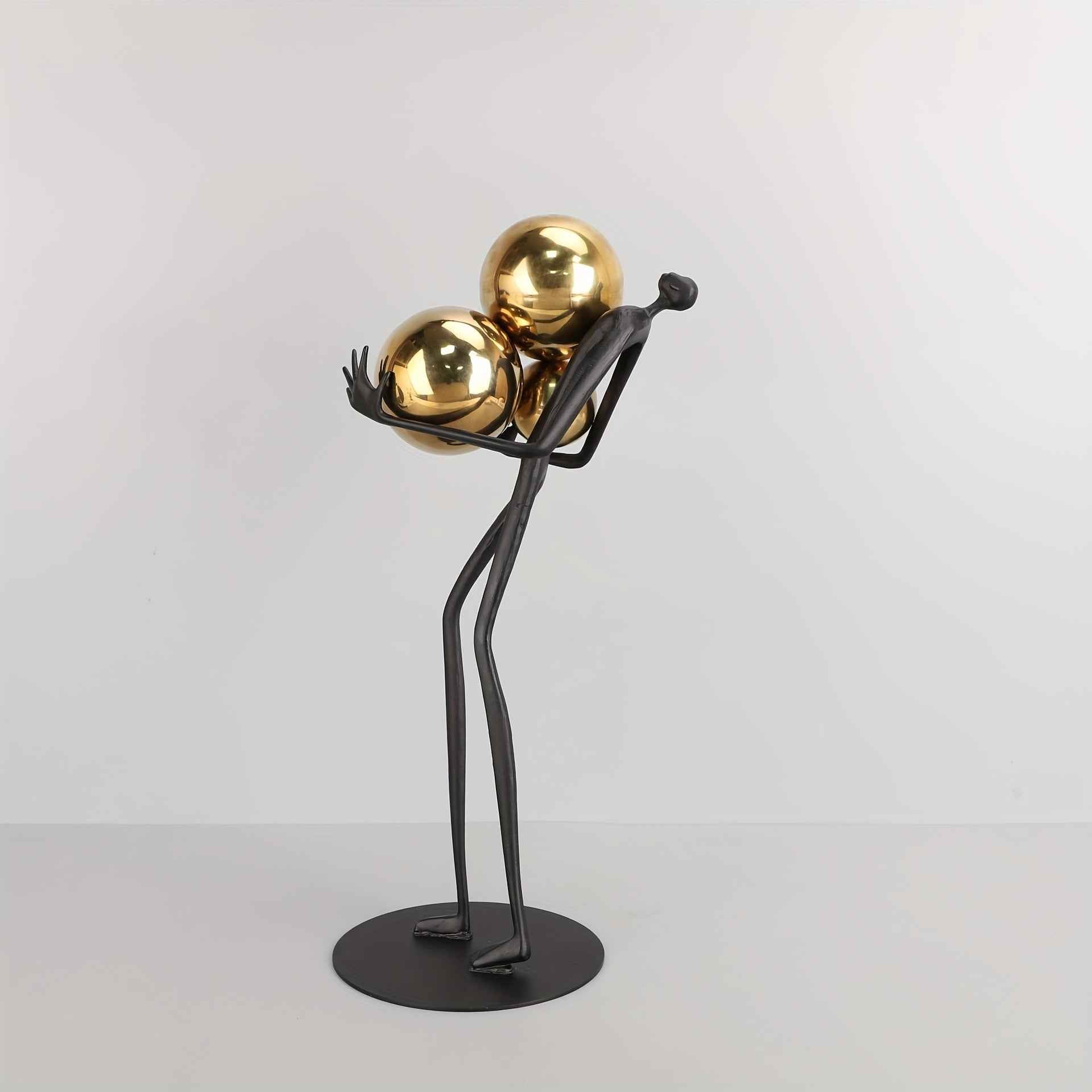 1pc Modern Metal Ball Holder Sculpture - Minimalist Abstract Design, Sleek Black Finish, Versatile Indoor/Outdoor Decor for Living Room, Desk, or Car, No Electricity Needed, Indoor Outdoor Decor | Abstract Sculpture | Durable