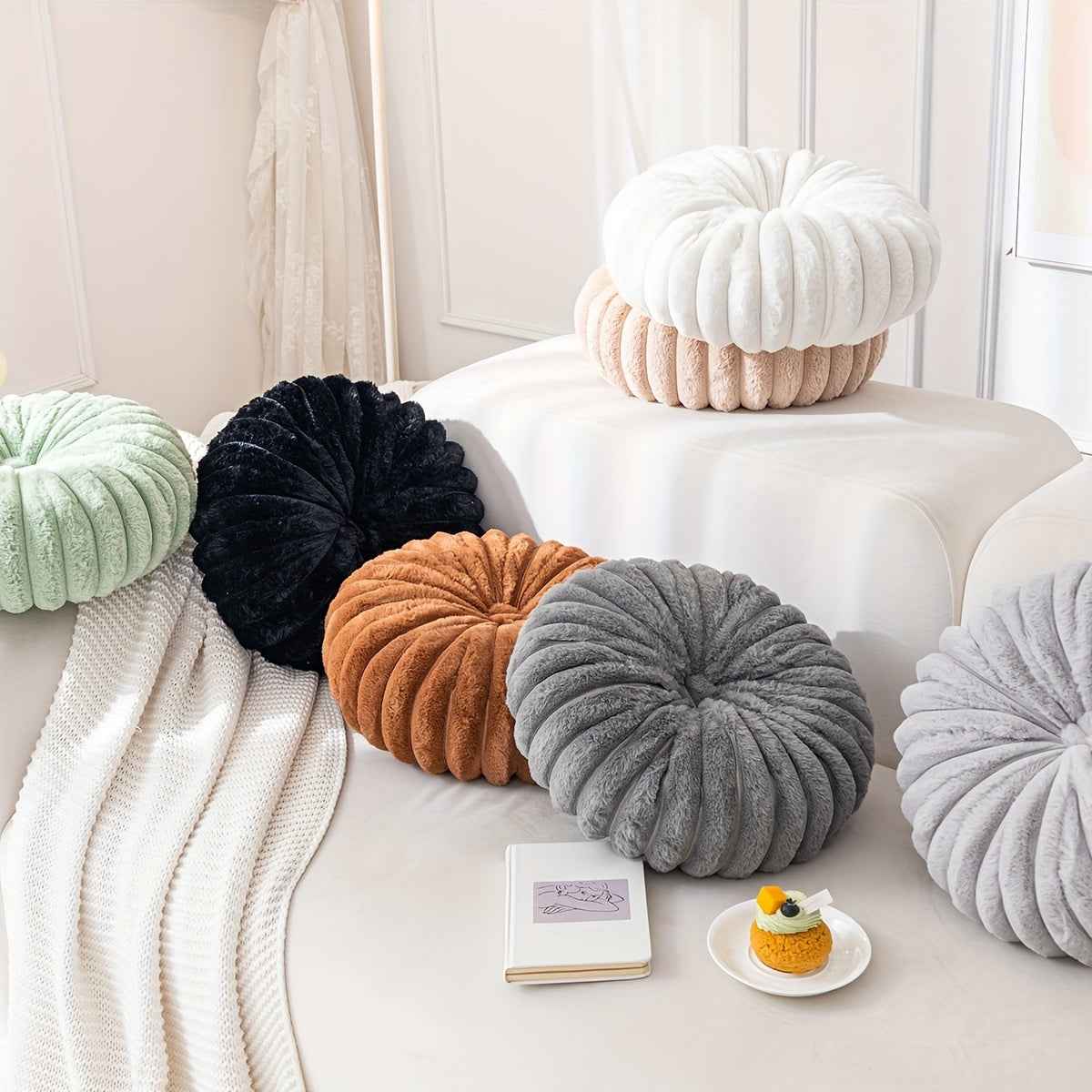 2pcs Plush & Cozy Round Throw Pillows with Filler - Washable, Modern Home Decor for Living Room, Sofa, Bedroom - Soft Polyester Cover