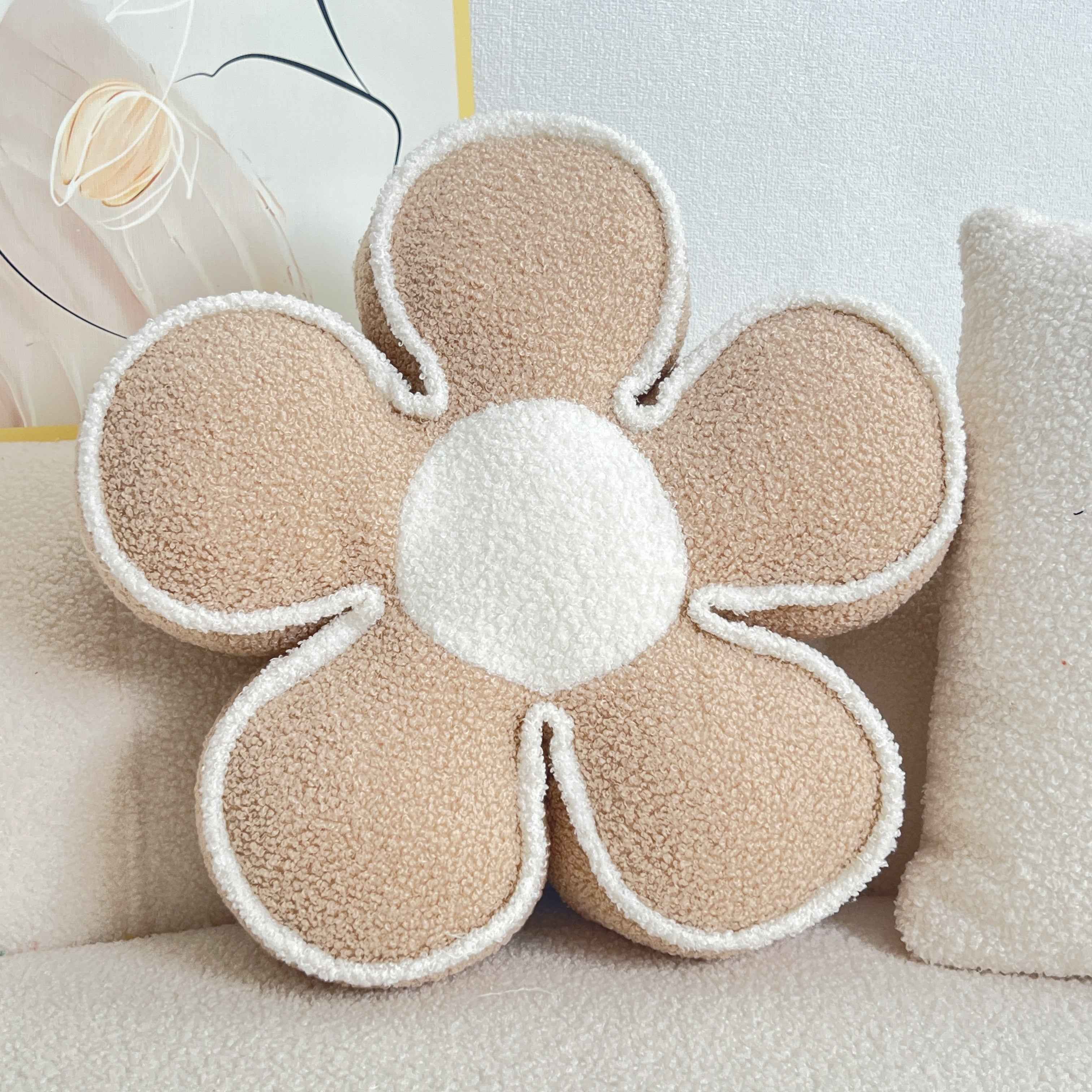 Chic Geometric Flower Throw Pillow - Soft, Washable Polyester Cushion for Bed & Sofa Decor