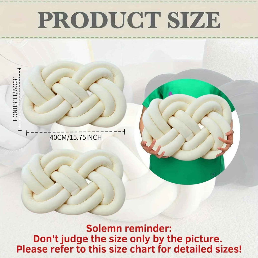 2 Pack YLBKIKR Plush Knot Throw Pillows - 40.01 cm Soft Short-Hair Floor Cushion & Bed Sofa Bed Decor, Modern Minimalist Knotted Ring Ball Design with Hand-Stitched Closure, All-Season Neutral Decorative Accent (Easy Hand Was