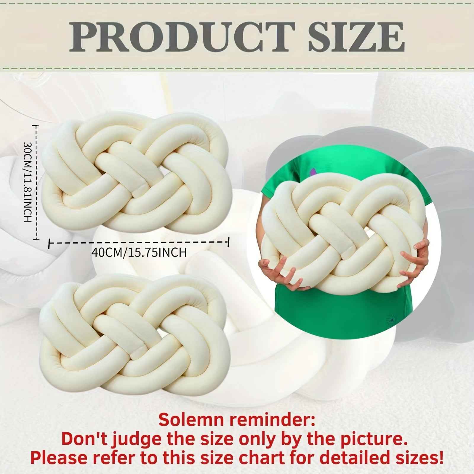 2 Pack YLBKIKR Plush Knot Throw Pillows - 40.01 cm Soft Short-Hair Floor Cushion & Bed Sofa Bed Decor, Modern Minimalist Knotted Ring Ball Design with Hand-Stitched Closure, All-Season Neutral Decorative Accent (Easy Hand Was