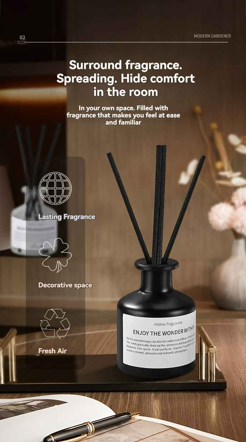 Fireless Indoor Rattan Bottle Companion Gift Essential Oil Fragrance Hotel Bathroom Air Freshener Black and White Round Bottle 50ml