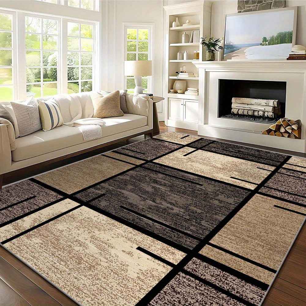 Luxurious Velvet Area - Premium Machine Washable, Fade-Resistant Polyester for Living Room, Bedroom, Office & Outdoor Decor - Rectangular, Lightweight, and Easy to Clean - 850g/sqm, & Geometric Pattern, Bedroom | Geometric Pa