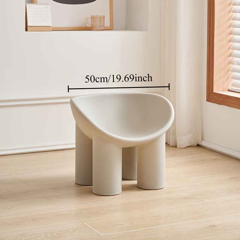 Modern Minimalist Four-Legged Elephant Accent Chair - Sturdy Plastic Indoor/Outdoor Furniture with White, , Mustard-Yellow, Beige, Brown, Grey, Black, or Light Brown - Easy-Clean Hard Floor Compatible, No Assembly Required, D