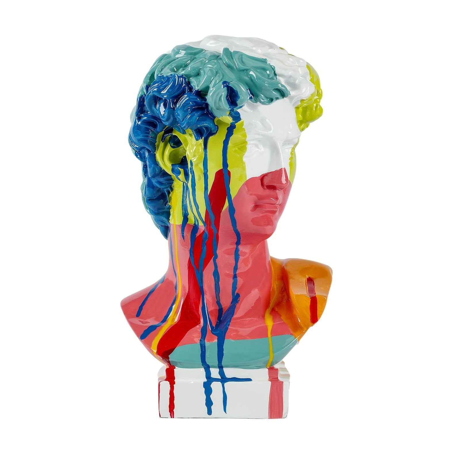 David Head Resin Statue - Vibrant Abstract Human Head Sculpture with Colorful Abstract Patterns, Modern Home & Office Decor, Tabletop Display for Living Room, Christmas, Thanksgiving, Father'S Day Gifts, Statues for Home Deco