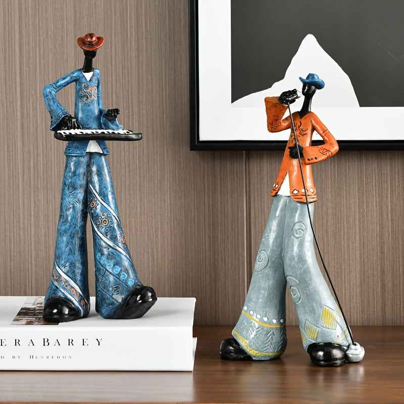 , Resin Jazz Band Figurines, Vintage Musician Statues, Artistic Decor for Living Room, Bookshelf, TV Stand, Wine Cabinet, Decoration, Bookshelf Display, Tv Stand Decor, Retro Design, Vintage Statues, Detailed Sculpture, Resin