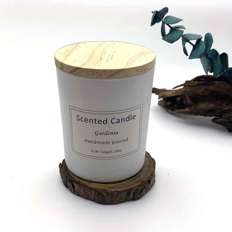 4-bottle Aromatherapy Candle Set | White Wooden Lid Glass Bottle Soy Wax Home Aromatherapy Candle Gift Box, 5.29oz, 35 Hours Burning, Wedding, Birthday, Halloween, Thanksgiving, Christmas Gift, Gardenia/Lavender/Lemon/Vanilla