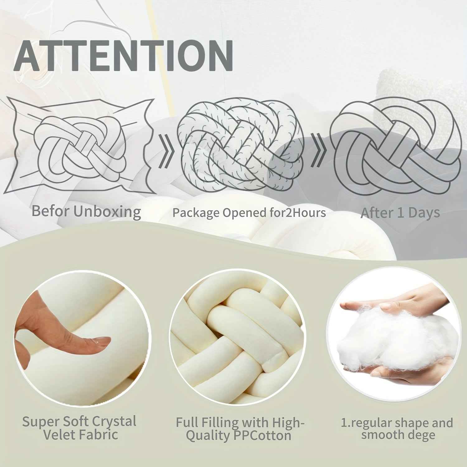 2 Pack YLBKIKR Plush Knot Throw Pillows - 40.01 cm Soft Short-Hair Floor Cushion & Bed Sofa Bed Decor, Modern Minimalist Knotted Ring Ball Design with Hand-Stitched Closure, All-Season Neutral Decorative Accent (Easy Hand Was