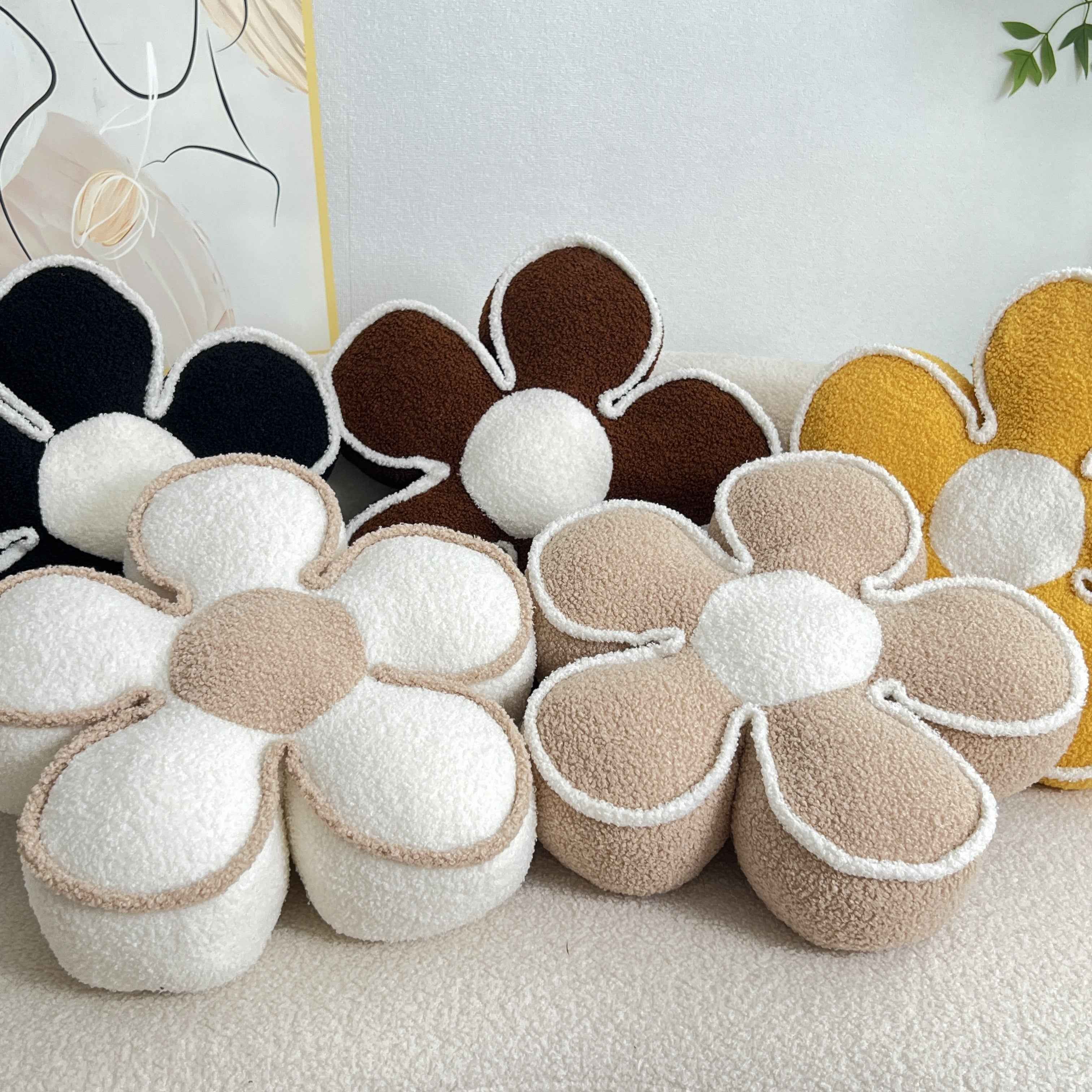 Chic Geometric Flower Throw Pillow - Soft, Washable Polyester Cushion for Bed & Sofa Decor