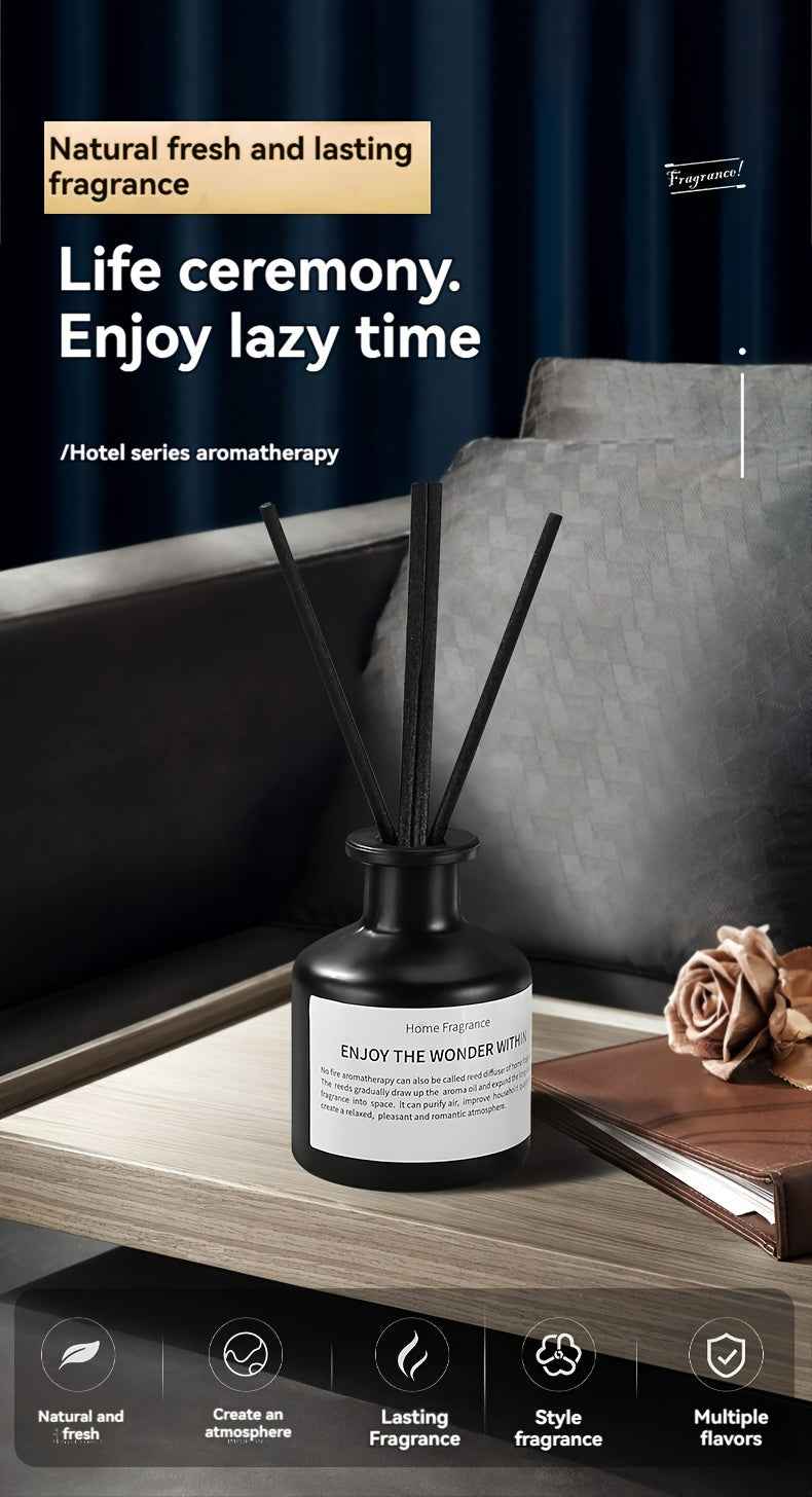 Fireless Indoor Rattan Bottle Companion Gift Essential Oil Fragrance Hotel Bathroom Air Freshener Black and White Round Bottle 50ml