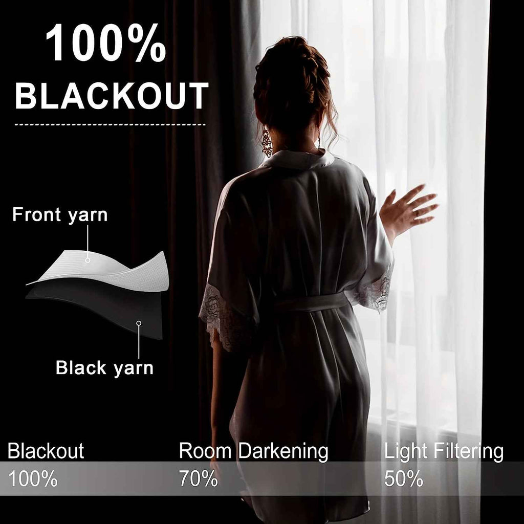 4pcs 100% Blackout Curtain Set with Grommet Top, Sun Protection, Privacy, Insulation, and Noise Reduction – Suitable for Bedrooms, Living Rooms, Dining Areas, and Various Home Decorations