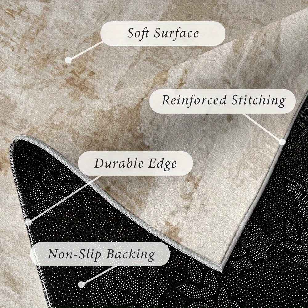 Extra Large Area Mat - Luxury Soft Anti-Slip Floor Mat, Machine Washable Beige & Brown Modern Mat for Living Room, Bedroom, Office - Durable Polyester Mat for Large Spaces up to 2.16m² & Extra Long 1.8m+ Side Lengths - Ideal