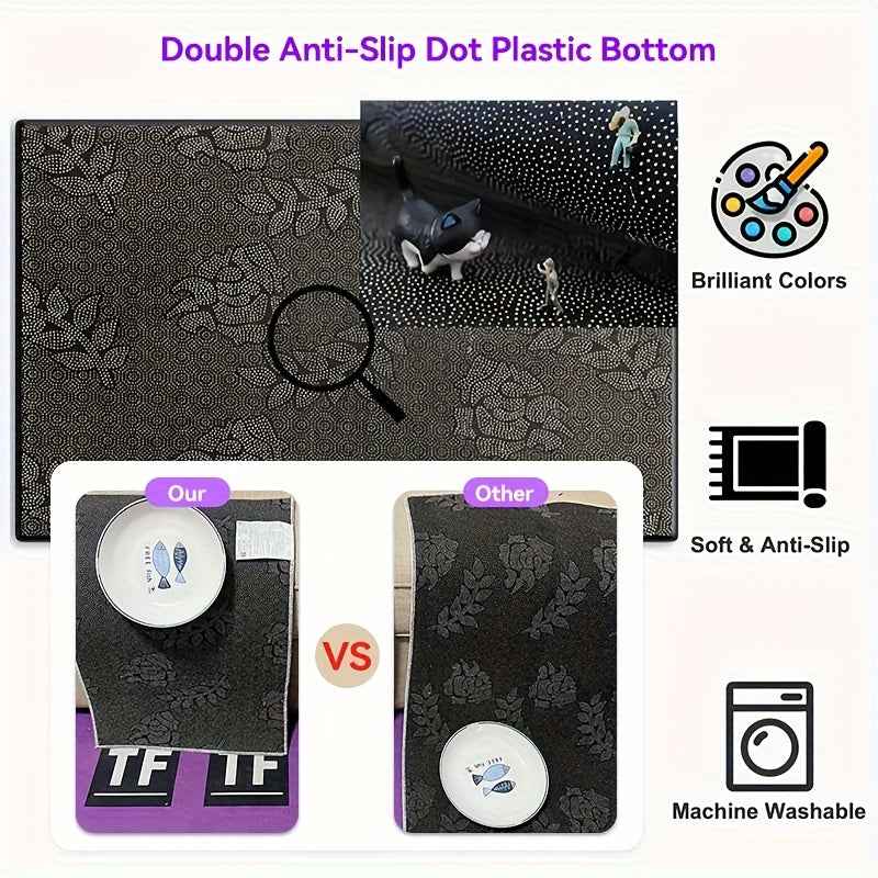 Large Elegant Velvet Swirl Area Mat - 850g/m², Machine Washable, Soft Polyester, Black and White Abstract Design, Suitable for Living Room, Bedroom or Sofa Area, Bedroom Decor | Abstract Pattern Mat | Machine Washable Mat, L