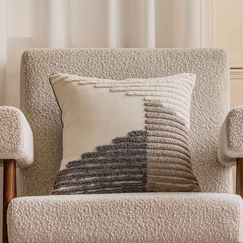 Handmade Textured Throw Pillows - Geometric Design, Soft Faux Fur, And Zipper Closure - Suitable for Sofa, Bed, Or Window Seat