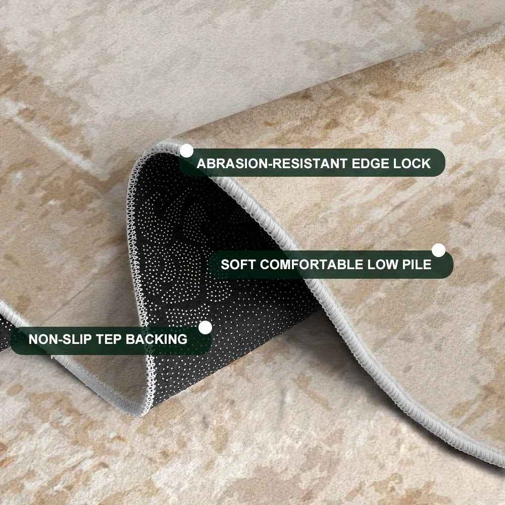 Extra Large Area Mat - Luxury Soft Anti-Slip Floor Mat, Machine Washable Beige & Brown Modern Mat for Living Room, Bedroom, Office - Durable Polyester Mat for Large Spaces up to 2.16m² & Extra Long 1.8m+ Side Lengths - Ideal