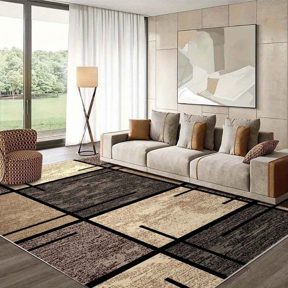 Luxurious Velvet Area - Premium Machine Washable, Fade-Resistant Polyester for Living Room, Bedroom, Office & Outdoor Decor - Rectangular, Lightweight, and Easy to Clean - 850g/sqm, & Geometric Pattern, Bedroom | Geometric Pa