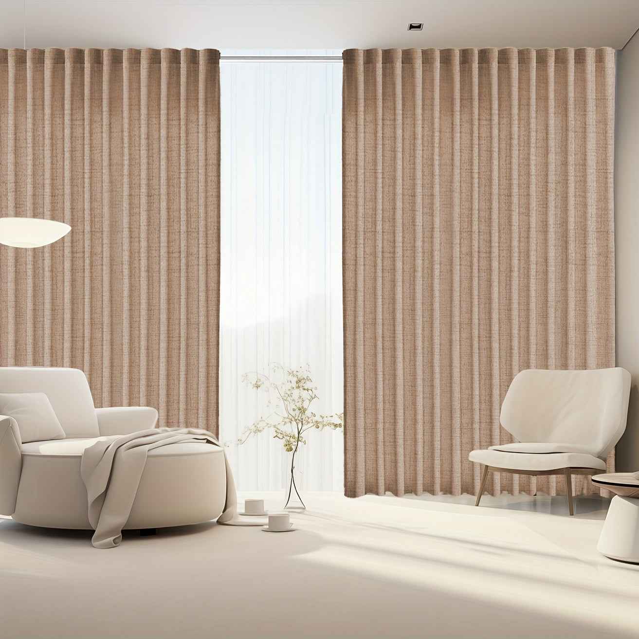 2pcs Japanese-style imitation linen curtains, simple European style curtains, American pastoral curtains for bedroom and living room, light-blocking curtains for tea room, study and kitchen, short linen curtains, multi-functi