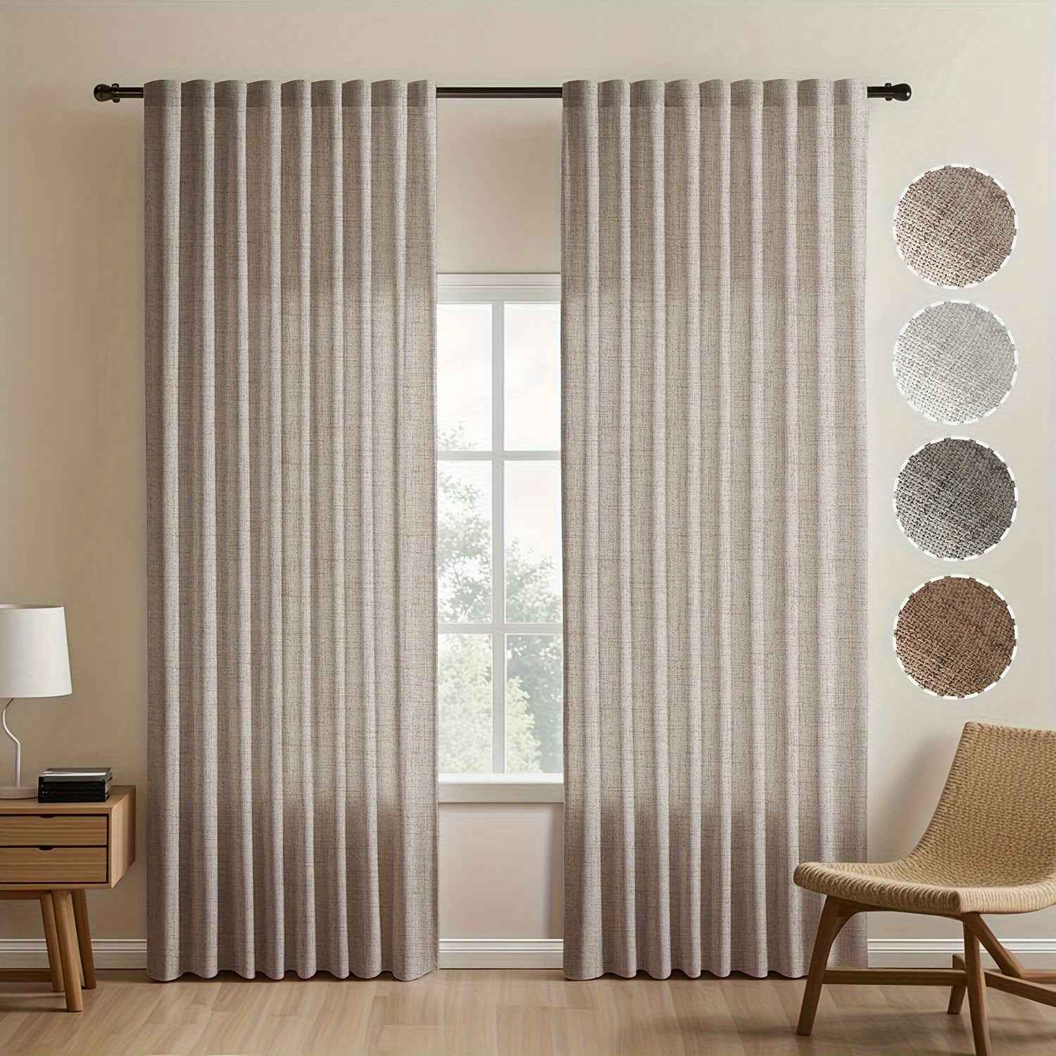 2pcs Japanese-style imitation linen curtains, simple European style curtains, American pastoral curtains for bedroom and living room, light-blocking curtains for tea room, study and kitchen, short linen curtains, multi-functi