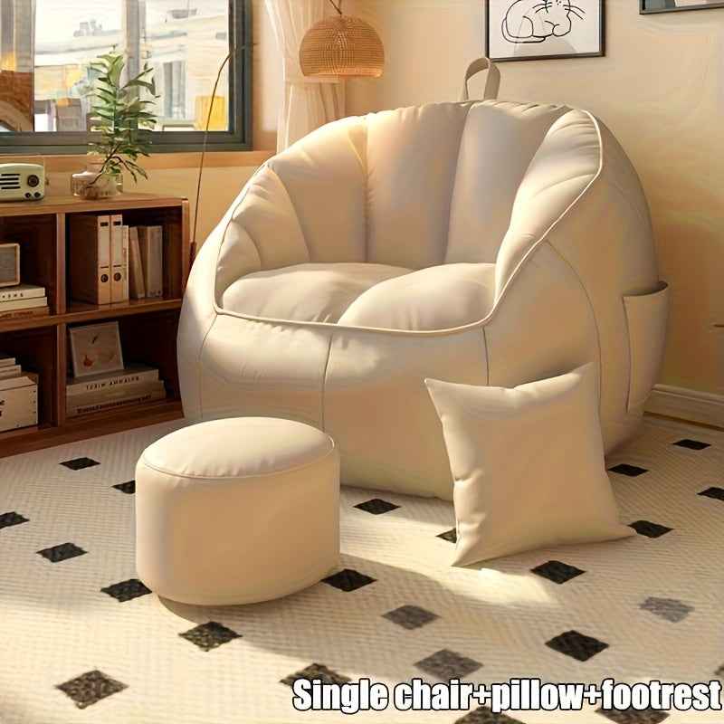 2025 Oversized Bean Bag Chair with Filler - Plush Cushioned Floor Seating, No Assembly Required, Black & White Modern Design for Home, Office, or Living Room - Ideal for, Movie Nights & Relaxation, Office Furniture, Contempor