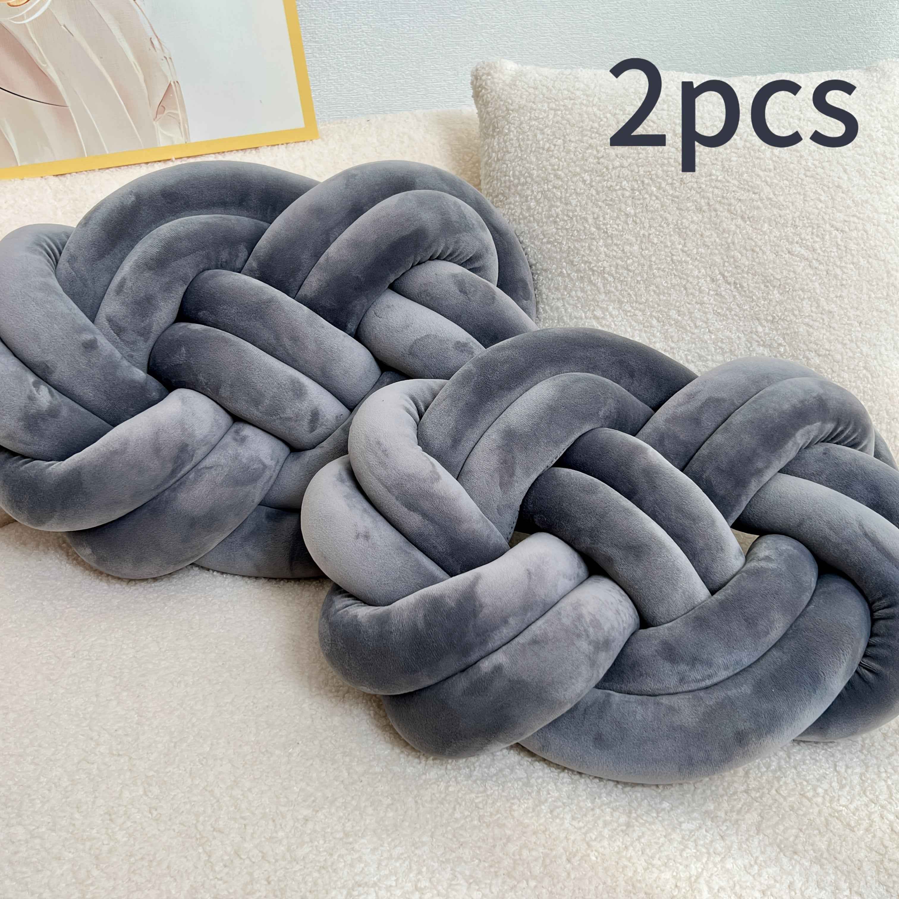 2 Pack YLBKIKR Plush Knot Throw Pillows - 40.01 cm Soft Short-Hair Floor Cushion & Bed Sofa Bed Decor, Modern Minimalist Knotted Ring Ball Design with Hand-Stitched Closure, All-Season Neutral Decorative Accent (Easy Hand Was